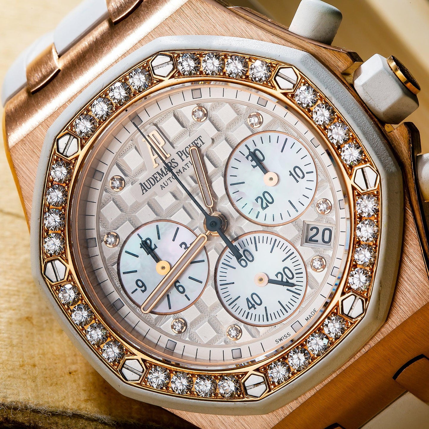 Audemars Piguet Royal Oak Offshore Chronograph 37MM Rose Gold Diamond Set Dial 26048OK