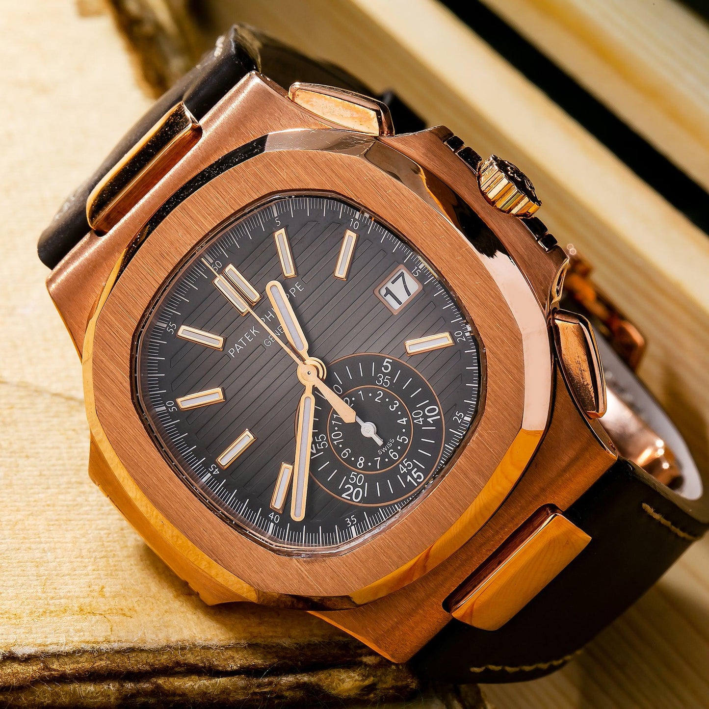 Patek Philippe Nautilus 5980/219P 40.5MM Black Dial With Leather Bracelet