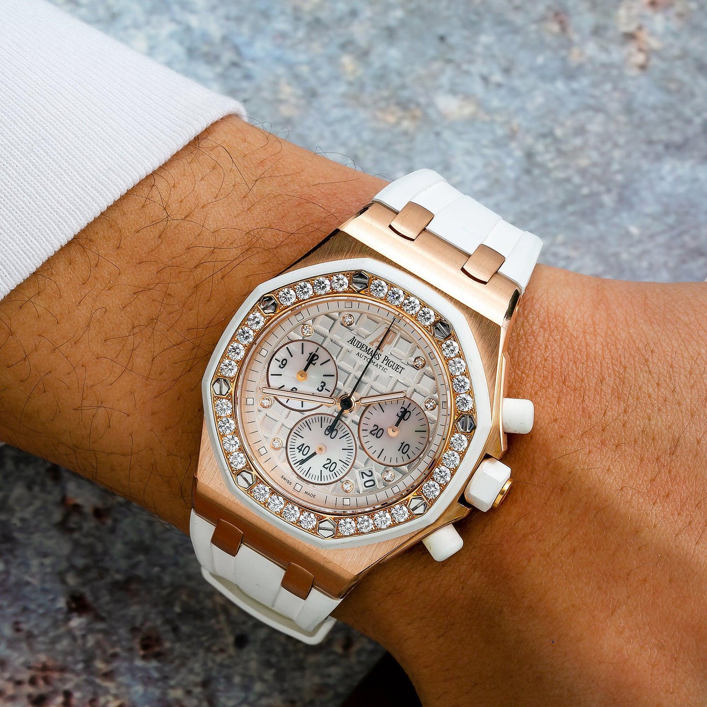 Audemars Piguet Royal Oak Offshore Chronograph 37MM Rose Gold Diamond Set Dial 26048OK