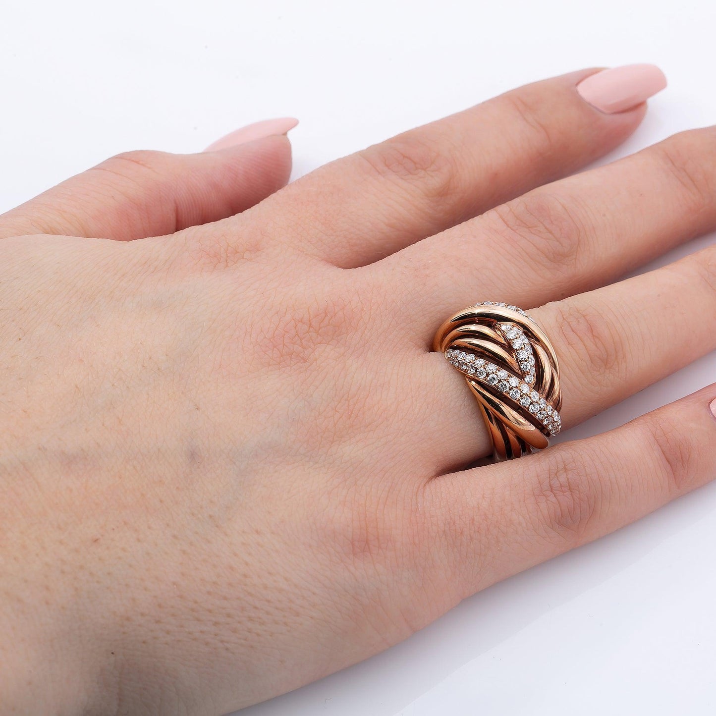18K ROSE GOLD ROUND DIAMOND RIGHT HAND RING 1.46 CT