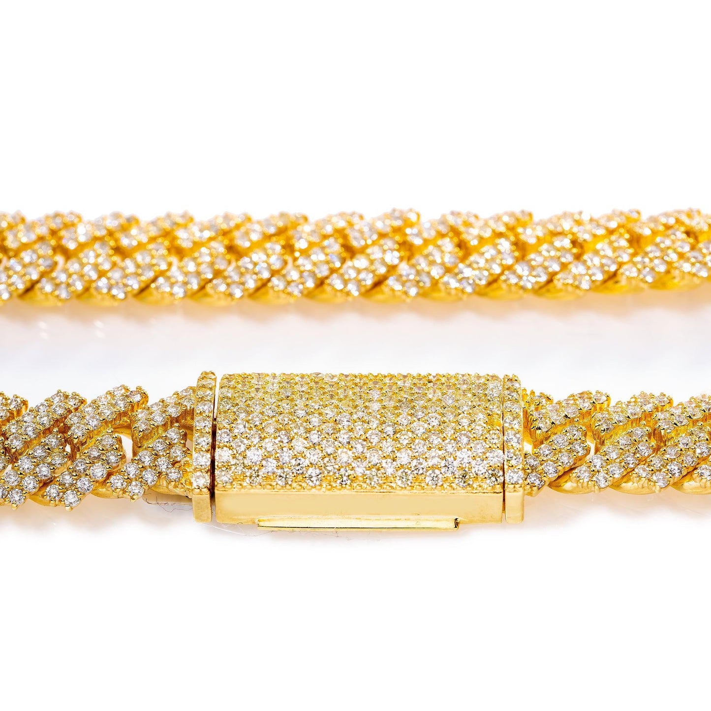 10K YELLOW GOLD 20" CUBAN CHAIN WITH 20.96 CT DIAMONDS