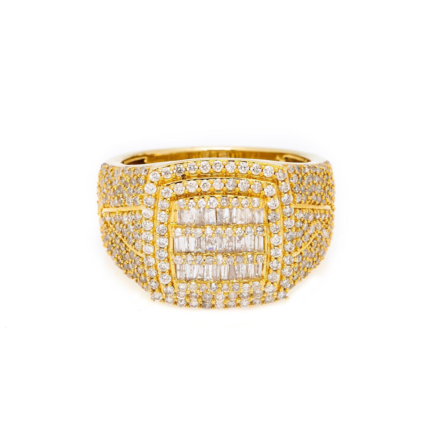 14K Yellow Gold Square Diamond Ring