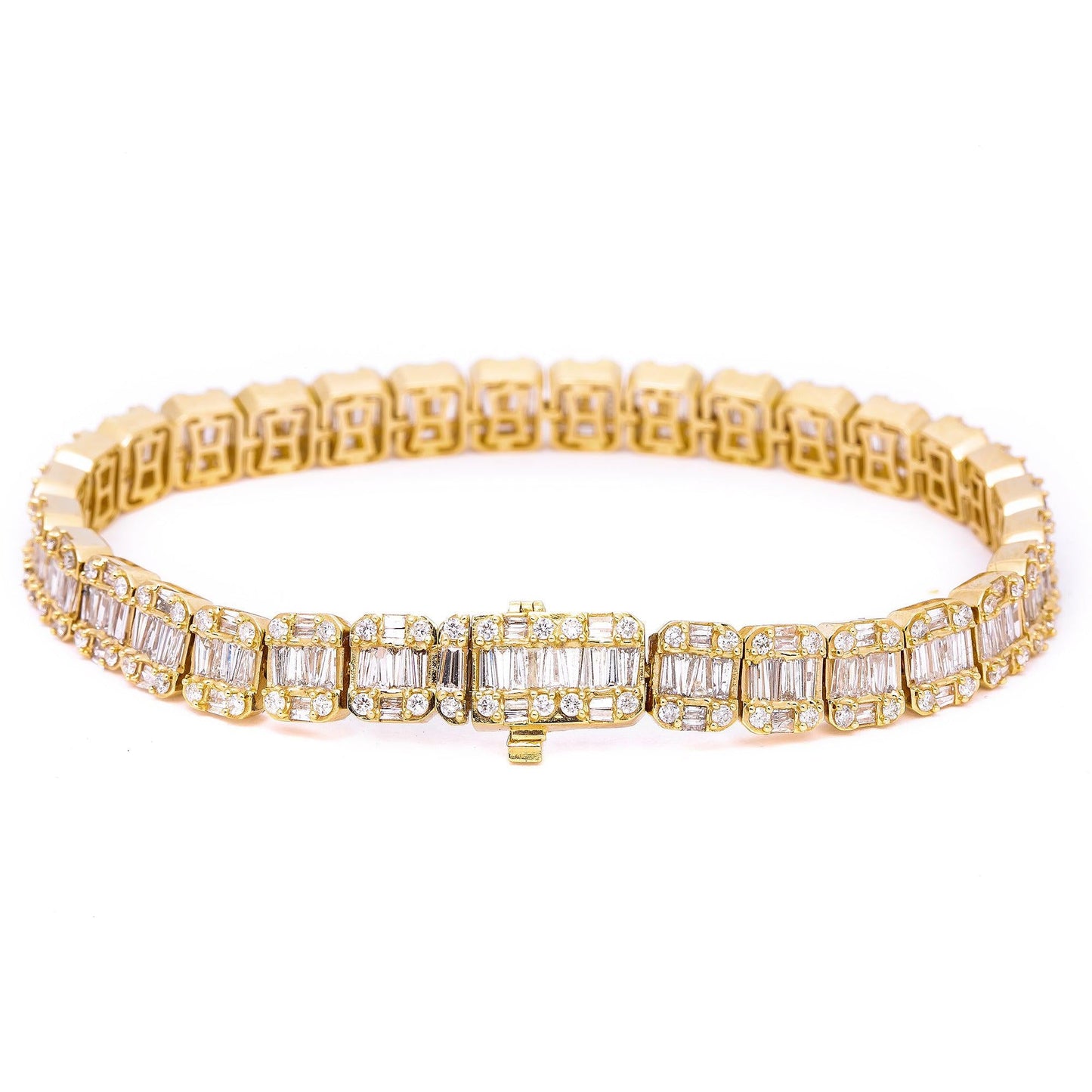 14K YELLOW GOLD BRACELET WITH 9.32 CT BAGUETTE DIAMONDS