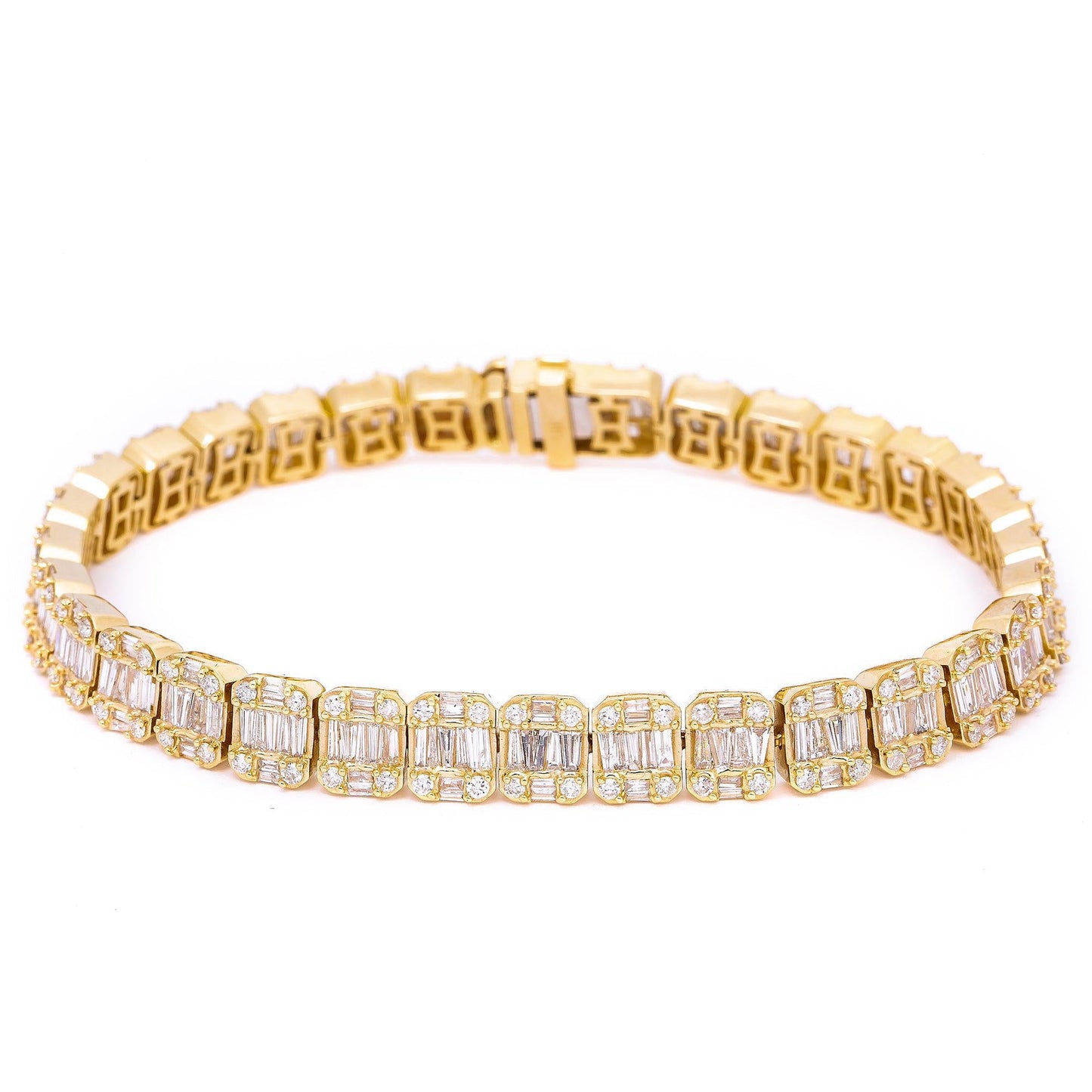 14K YELLOW GOLD BRACELET WITH 9.32 CT BAGUETTE DIAMONDS