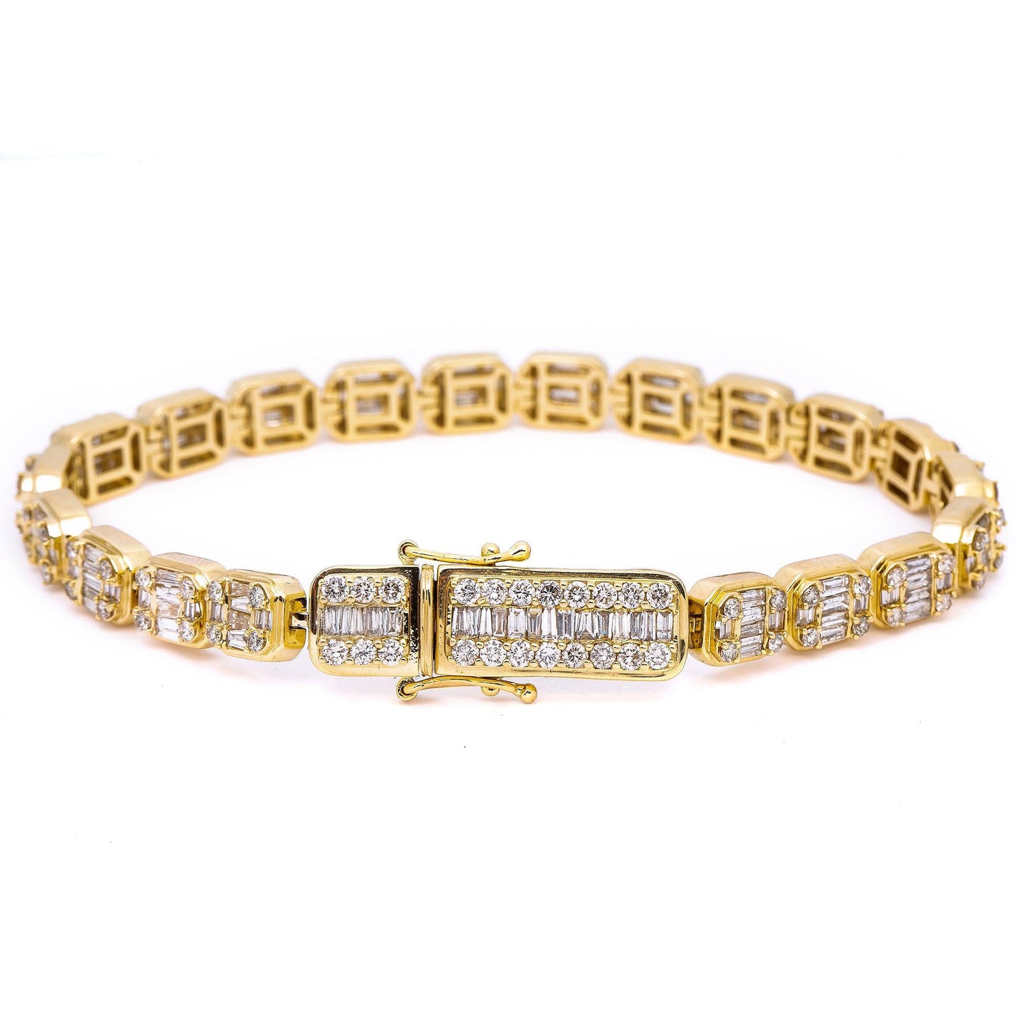 14K YELLOW GOLD BRACELET WITH 5.90 CT BAGUETTE DIAMONDS
