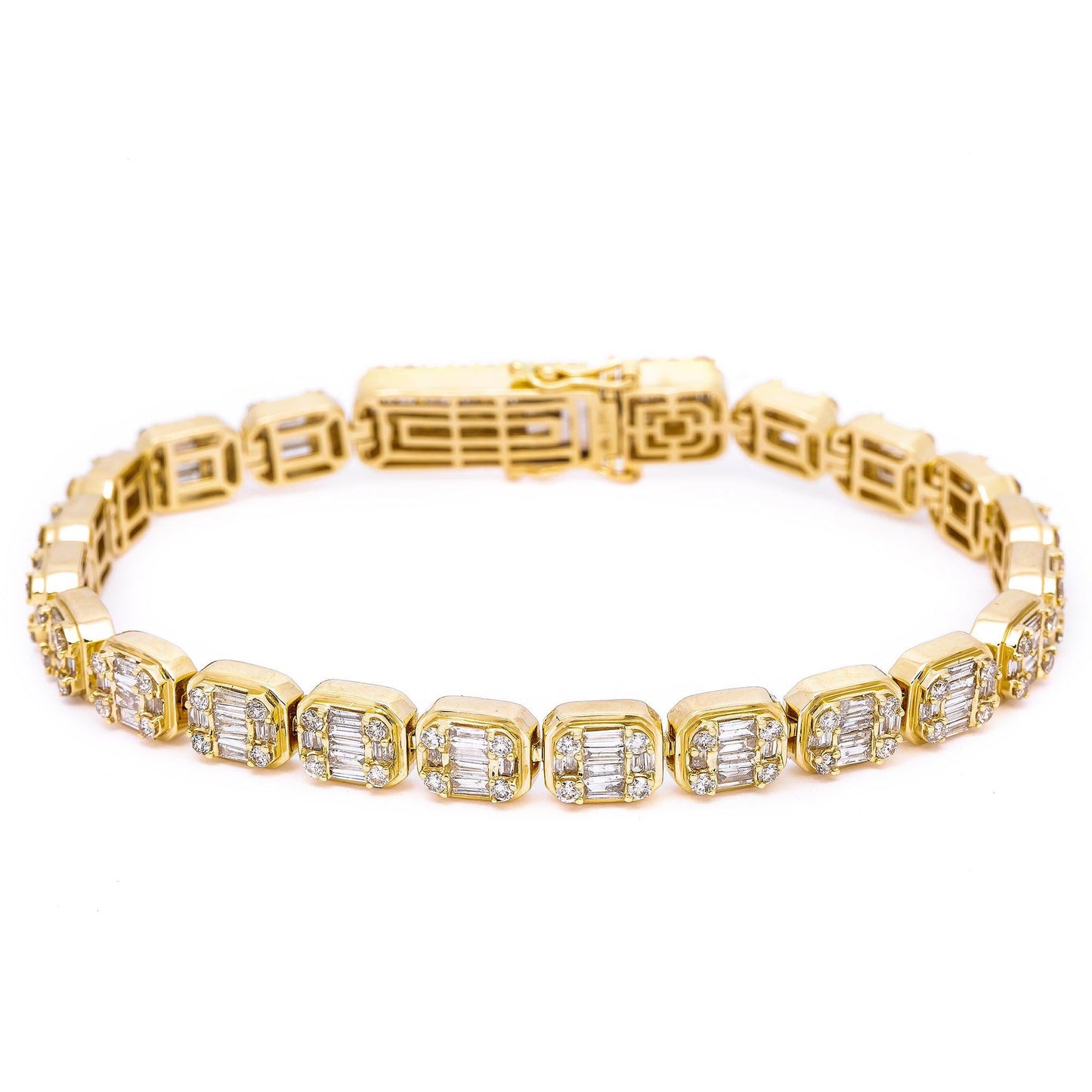 14K YELLOW GOLD BRACELET WITH 5.90 CT BAGUETTE DIAMONDS