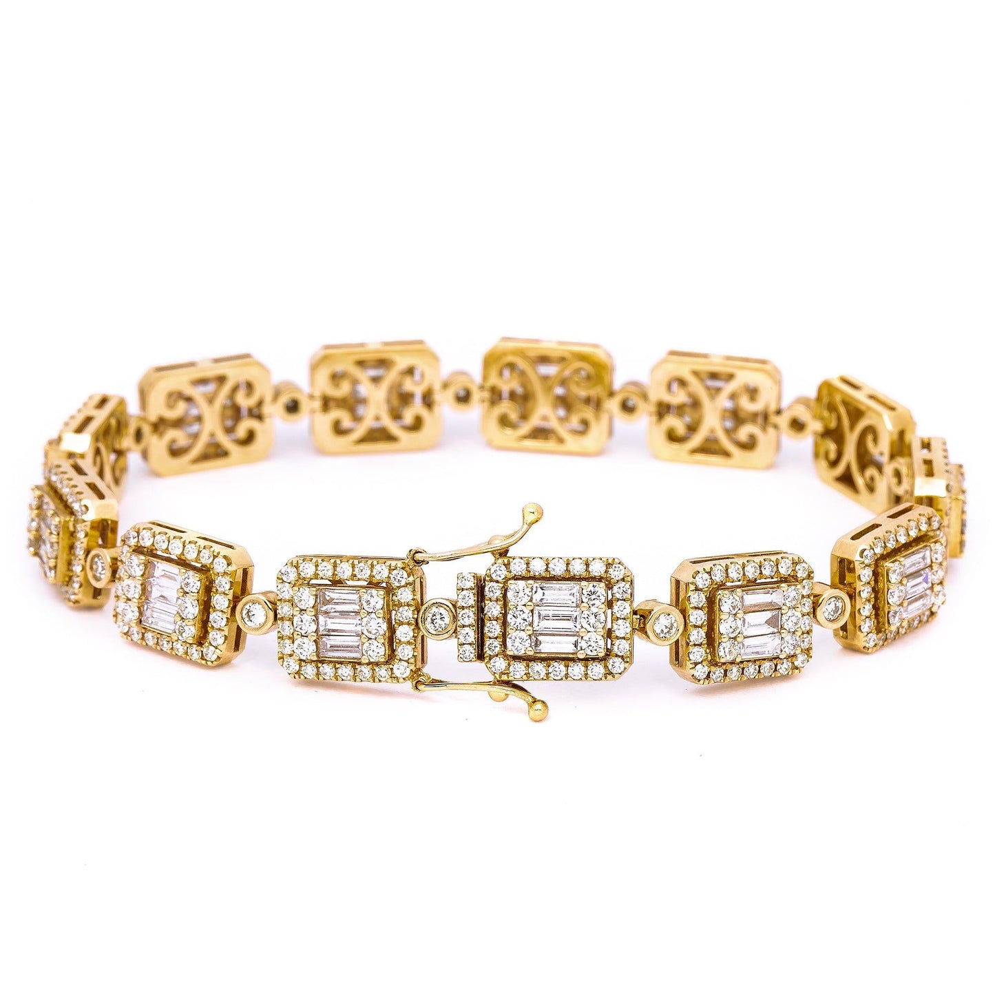 14K YELLOW GOLD BRACELET WITH 7.67 CT BAGUETTE DIAMONDS