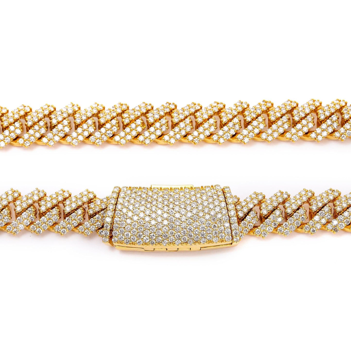 14K YELLOW GOLD 22" / 12 MM CUBAN CHAIN WITH 26.35 CT DIAMONDS