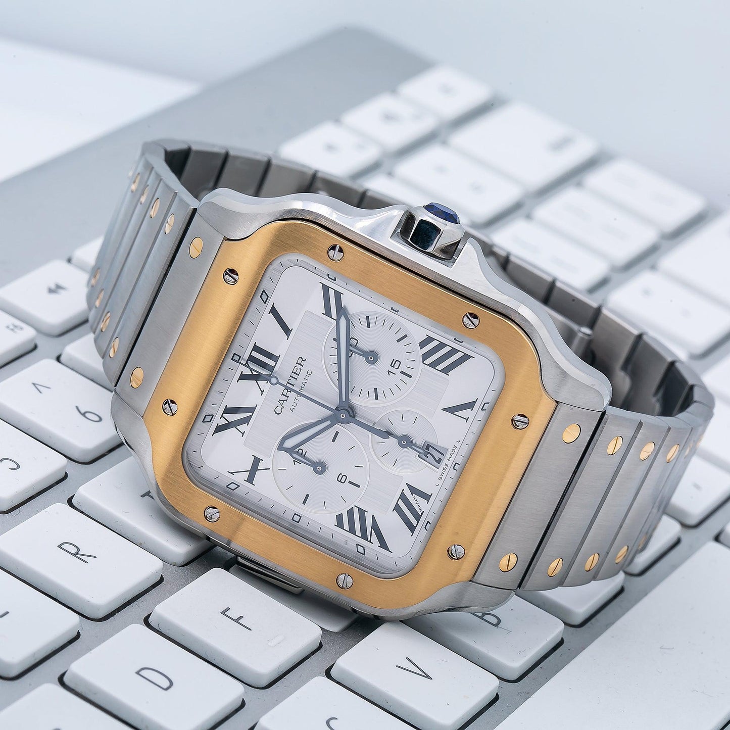 Cartier Santos W2SA0008 43MM White Dial With Two Tone Bracelet