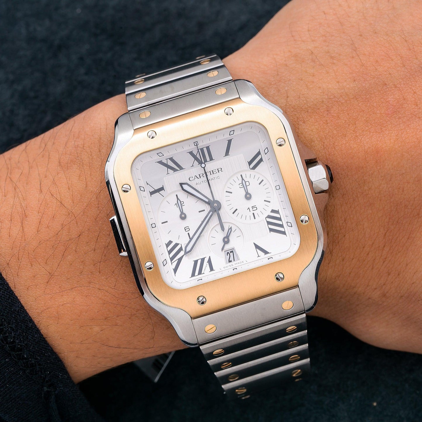 Cartier Santos W2SA0008 43MM White Dial With Two Tone Bracelet