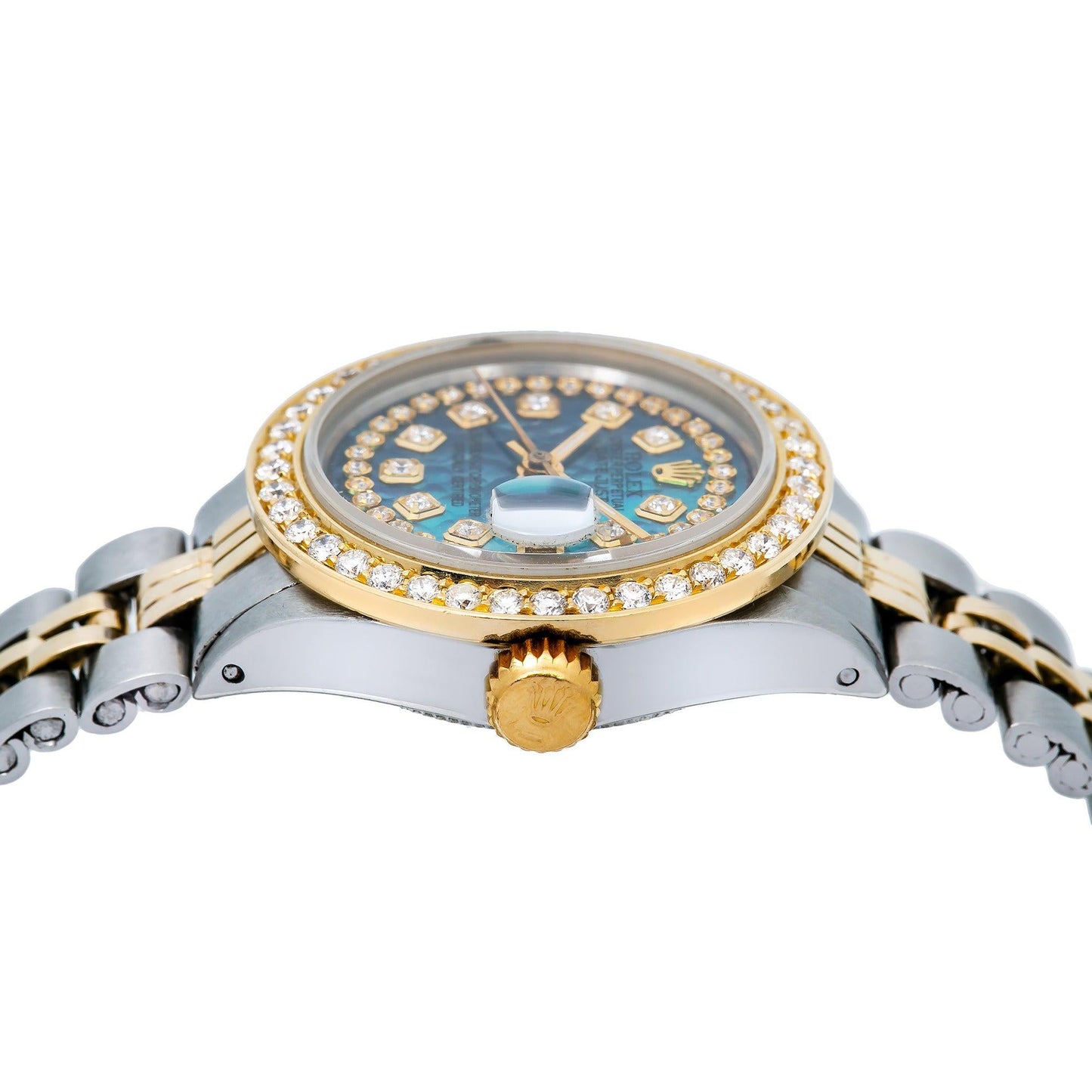 Rolex Oyster Perpetual Lady Datejust 6516 26MM Blue Diamond Dial With Two Tone Jubilee Bracelet