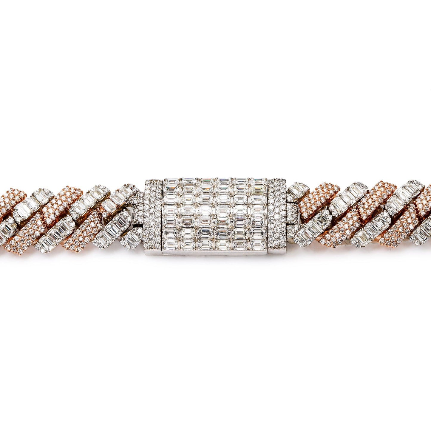 14K ROSE & WHITE GOLD CUBAN CHAIN WITH 63.40 CT DIAMONDS