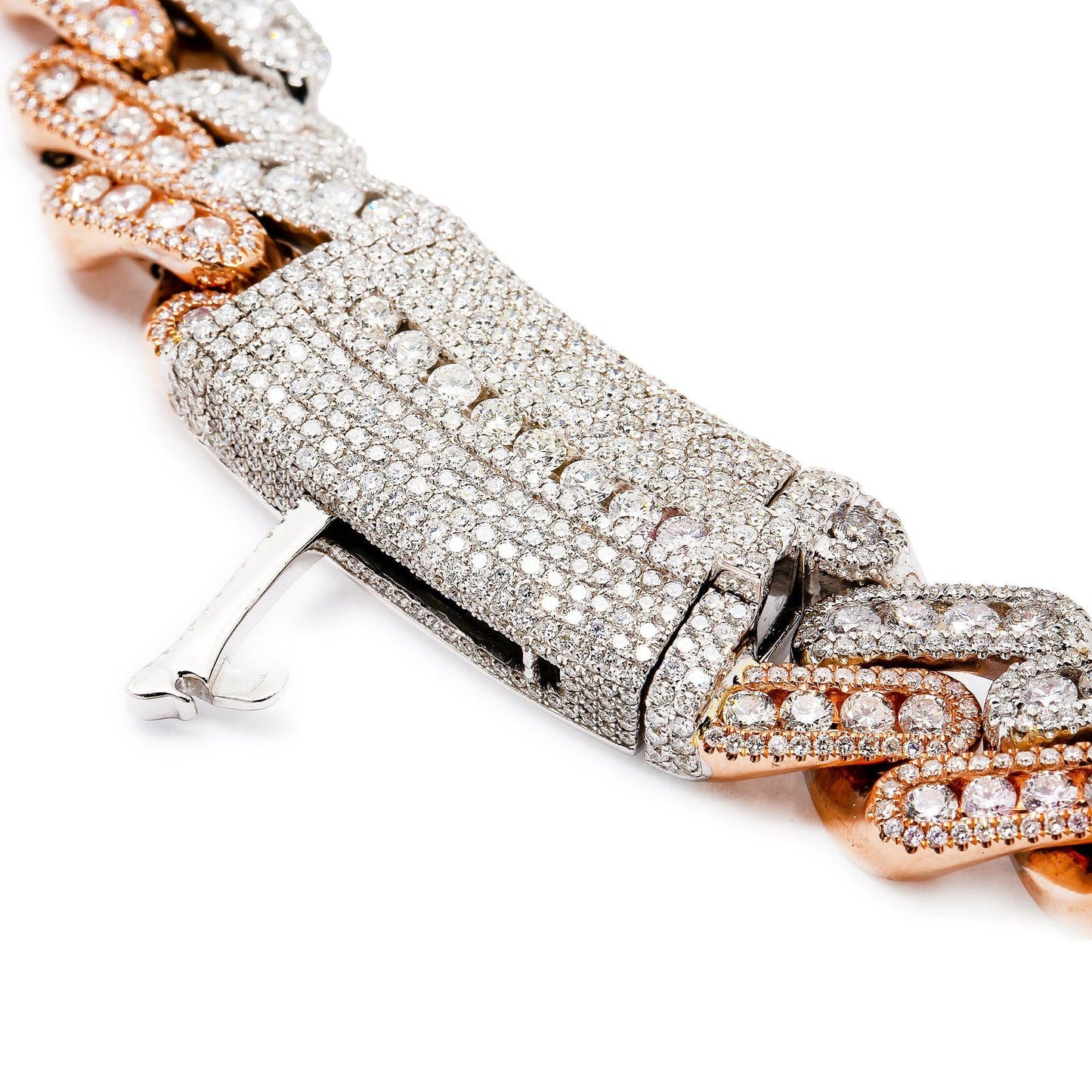 14K ROSE & WHITE GOLD CUBAN CHAIN WITH 52.10 CT DIAMONDS