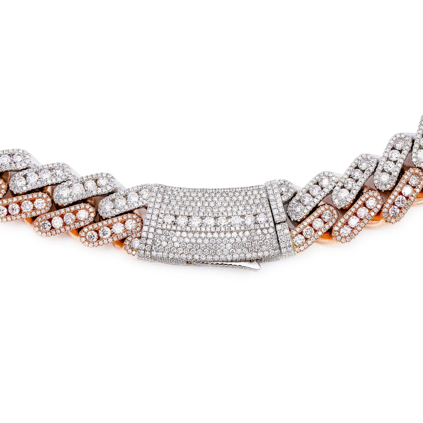 14K ROSE & WHITE GOLD CUBAN CHAIN WITH 52.10 CT DIAMONDS