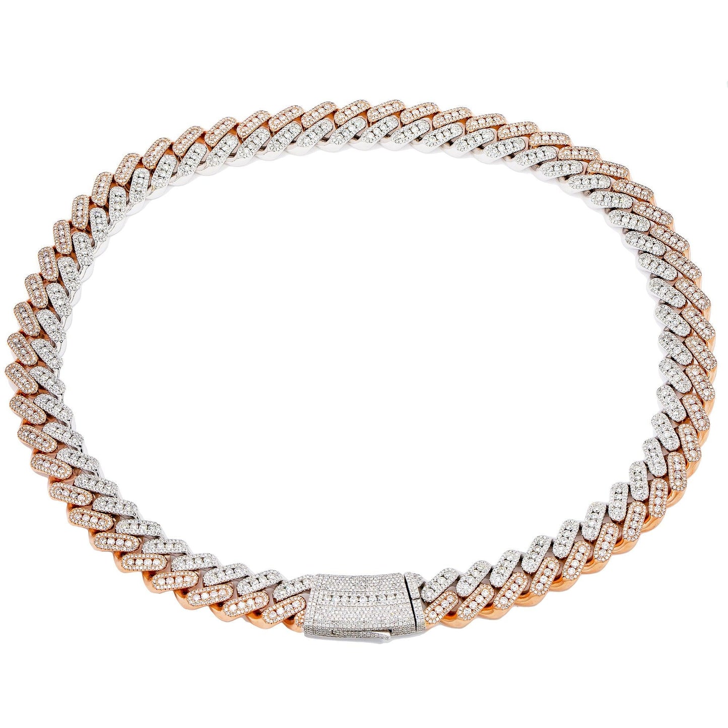 14K ROSE & WHITE GOLD CUBAN CHAIN WITH 34.60 CT DIAMONDS