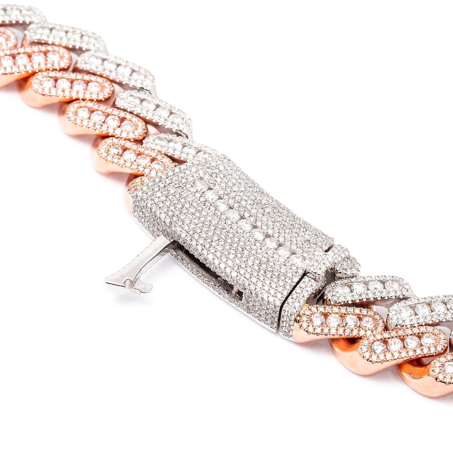 14K ROSE & WHITE GOLD CUBAN CHAIN WITH 34.60 CT DIAMONDS