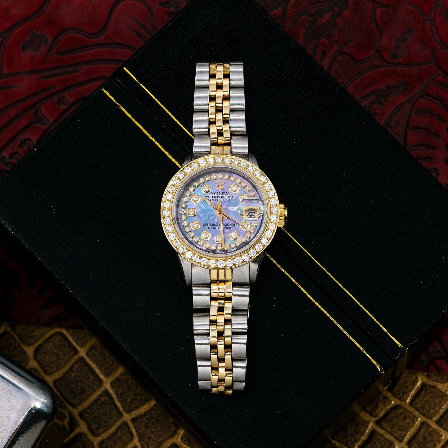 Rolex Oyster Perpetual Lady Datejust 6516 26MM Blue Diamond Dial With Two Tone Jubilee Bracelet
