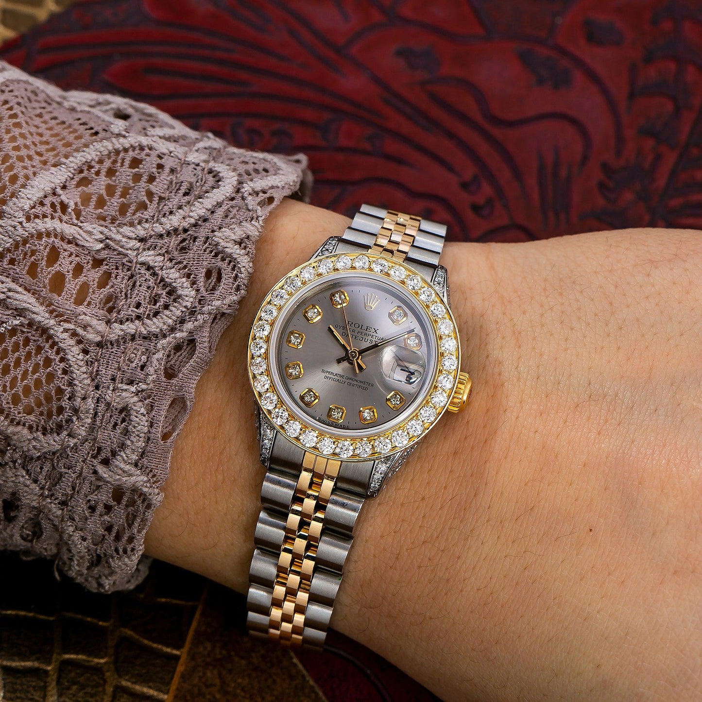 Rolex Lady-Datejust 6917 26MM Silver Diamond Dial With Two Tone Bracelet