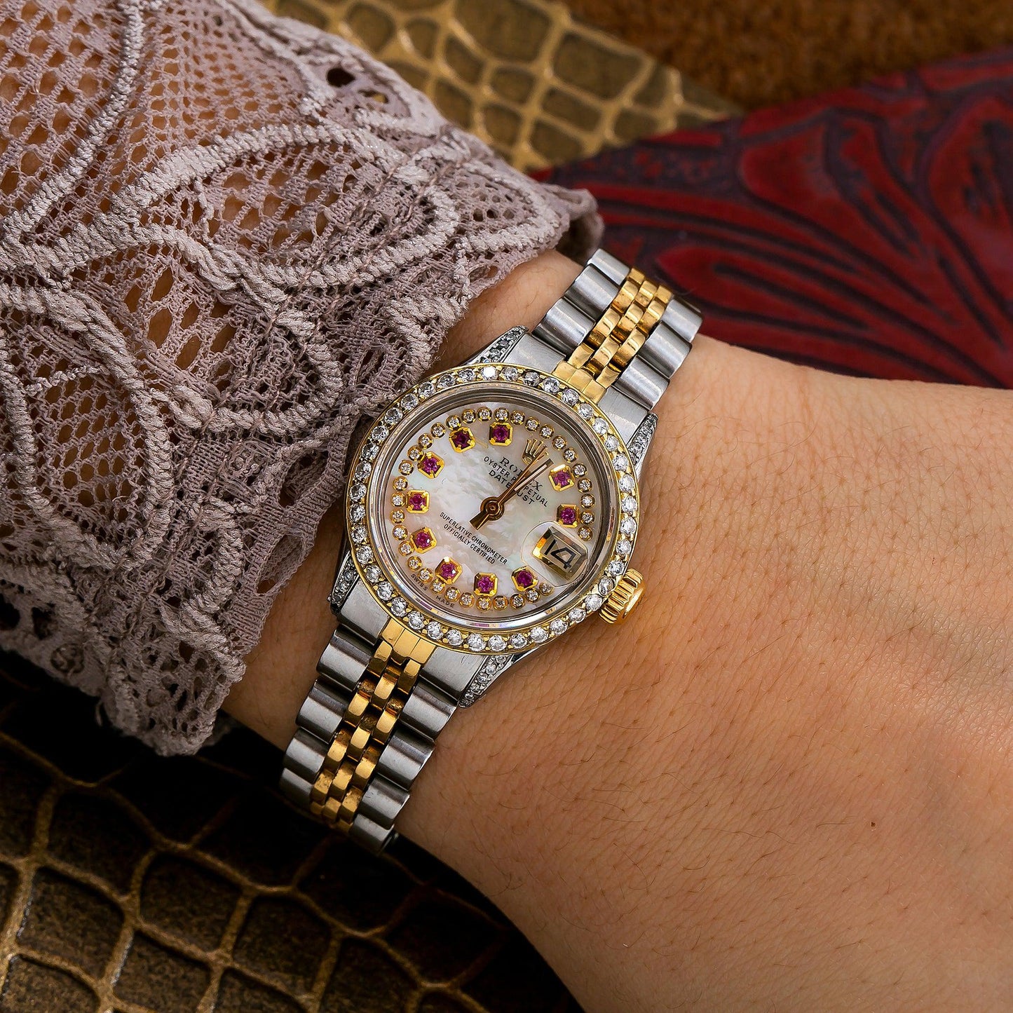 Rolex Oyster Perpetual Lady-Datejust 26MM White Diamond Dial With Two Tone Jubilee Bracelet