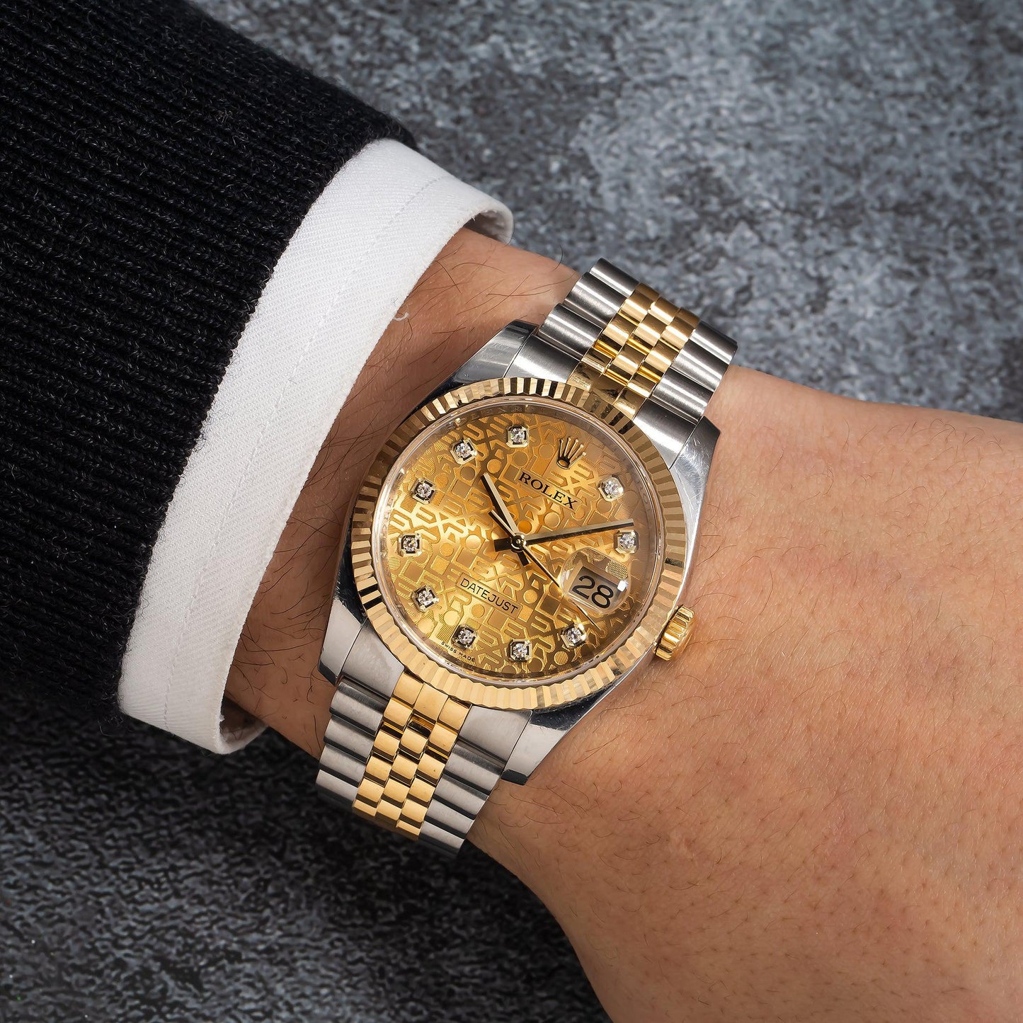 Rolex Datejust 116233 36MM Champagne Diamond Dial With Two Tone Bracelet