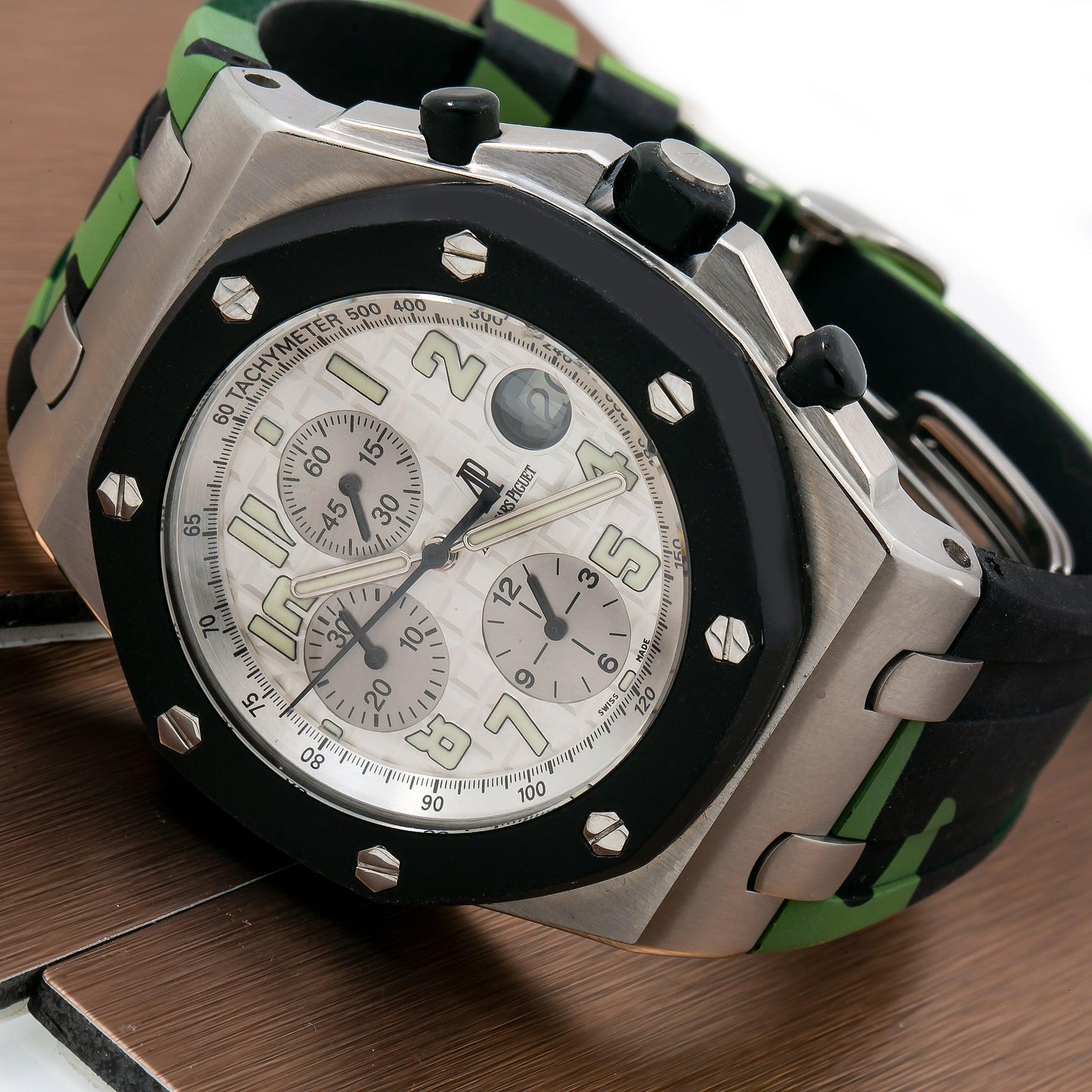 Audemars Piguet Royal Oak Offshore Chronograph 25940SK 40MM White Dial With Camo Rubber Bracelet