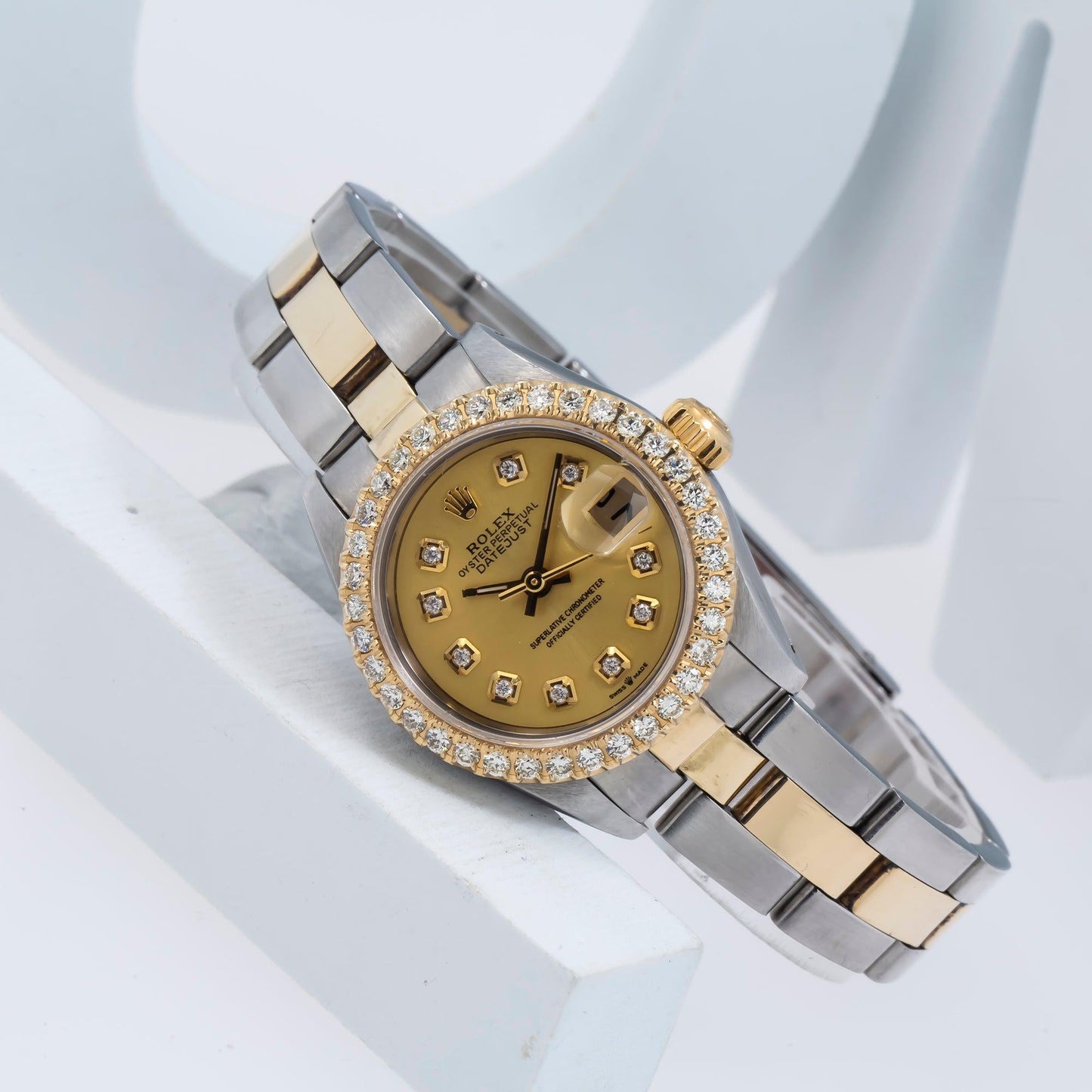 Rolex Datejust 69173 26MM Champagne Diamond Dial With Two Tone Bracelet