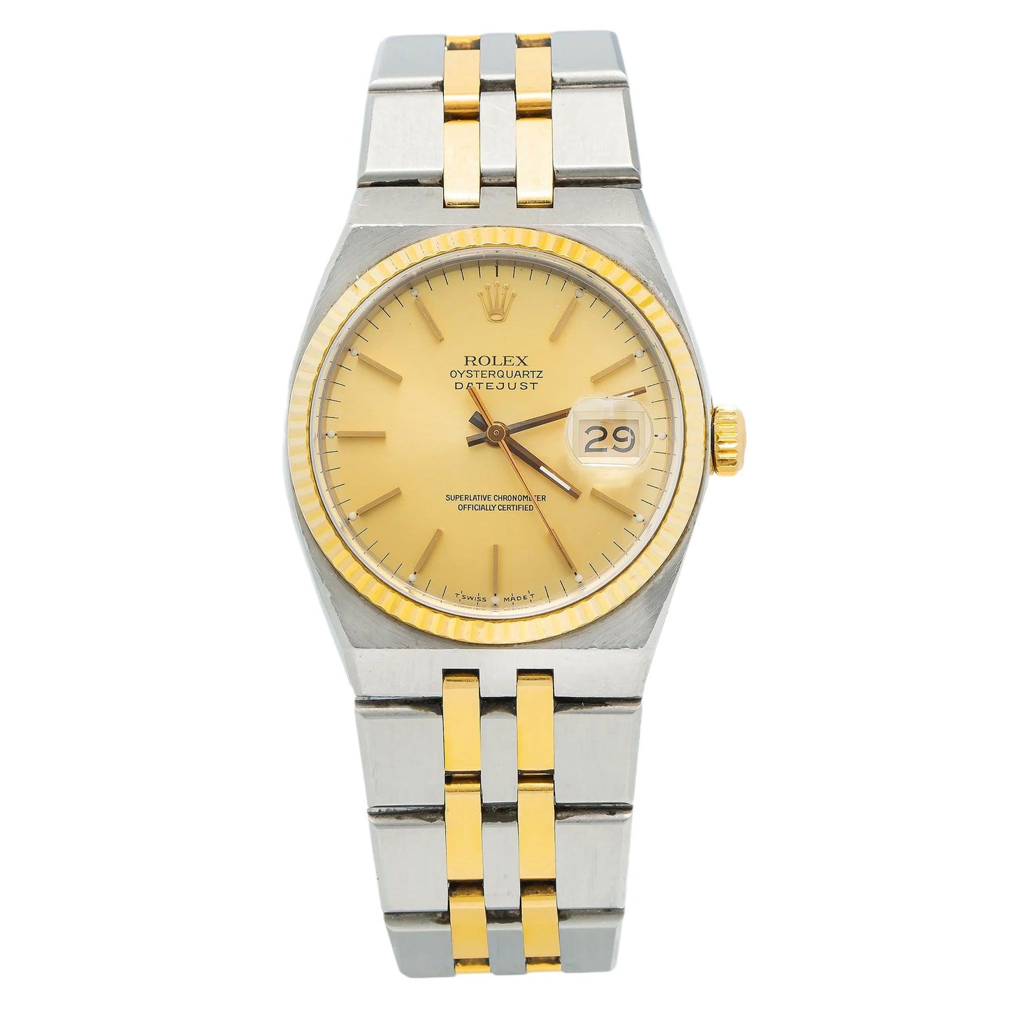 Rolex Oysterquartz Datejust 17013 36MM Champagne Dial With Two Tone Jubilee Bracelet