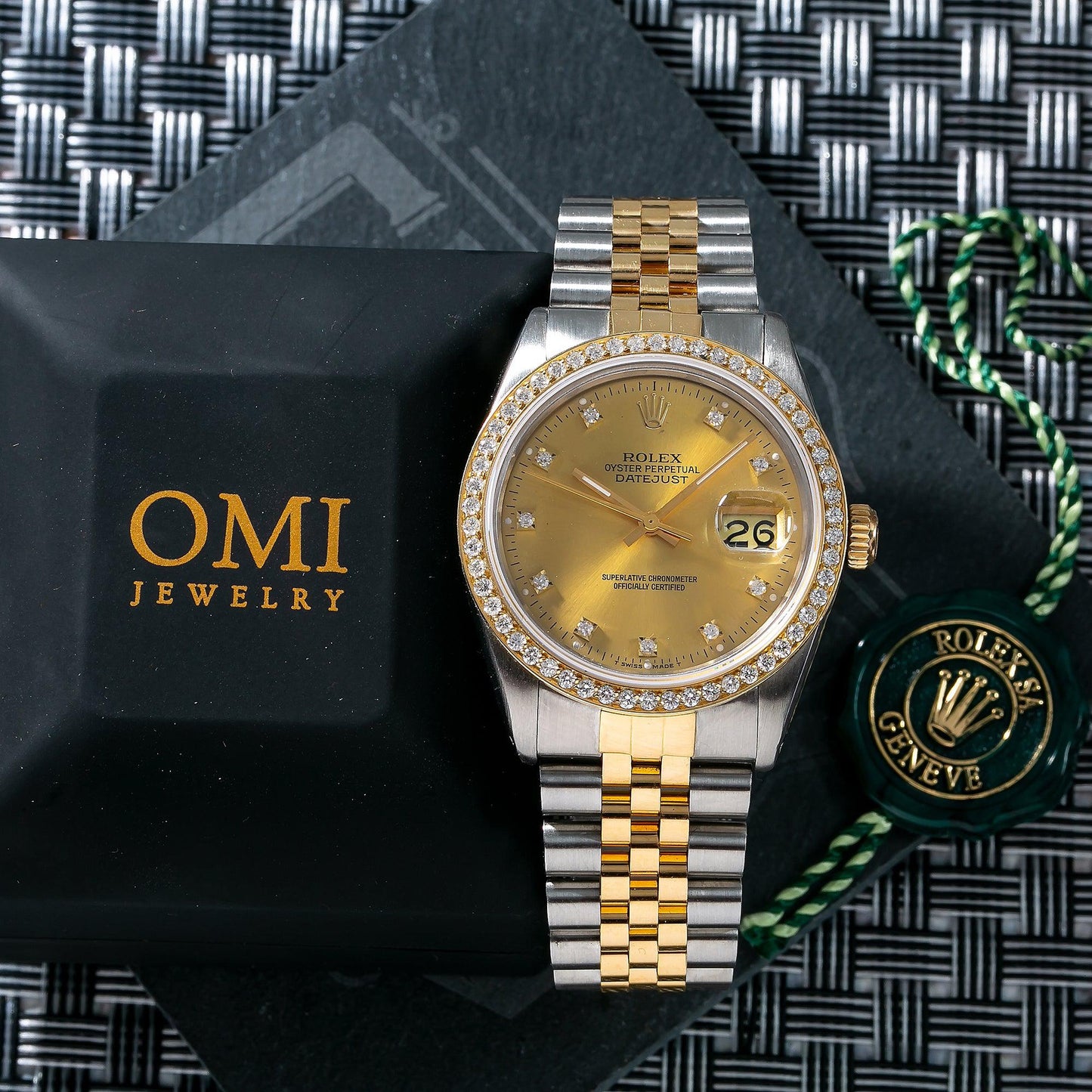 Rolex Datejust 16013 36MM Champagne Diamond Dial With Two Tone Jubilee Bracelet