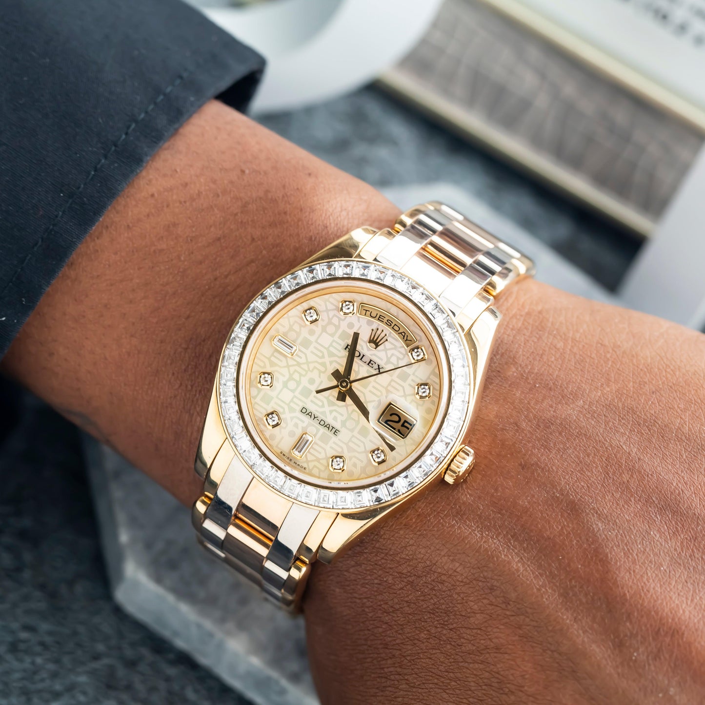 Rolex Day-Date Special Edition Tridor Masterpiece 18948 39MM Champagne Diamond Dial