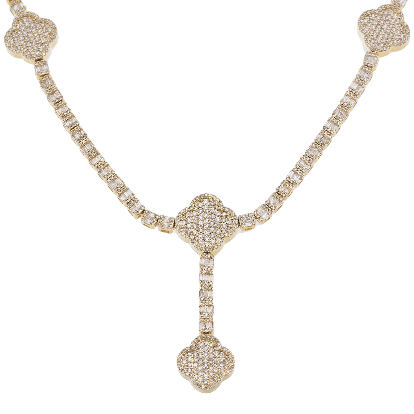 10K GOLD 3.98MM BAGUETTE DIAMOND CHAIN 8.49 CT