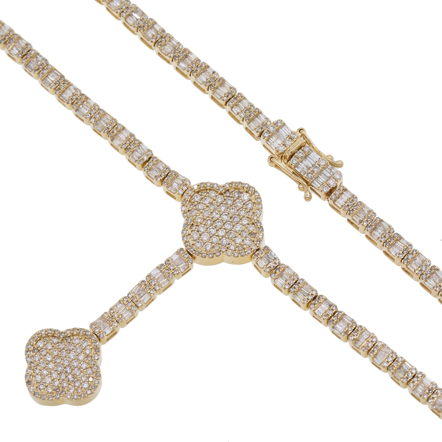 10K GOLD 3.98MM BAGUETTE DIAMOND CHAIN 8.49 CT