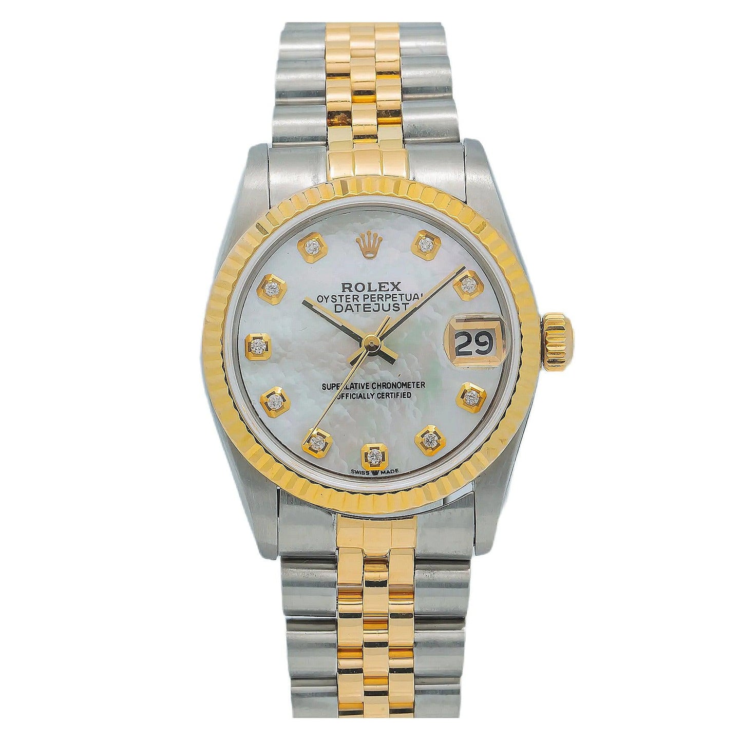 Rolex Datejust 16013 36MM Silver Diamond Dial With Two Tone Bracelet