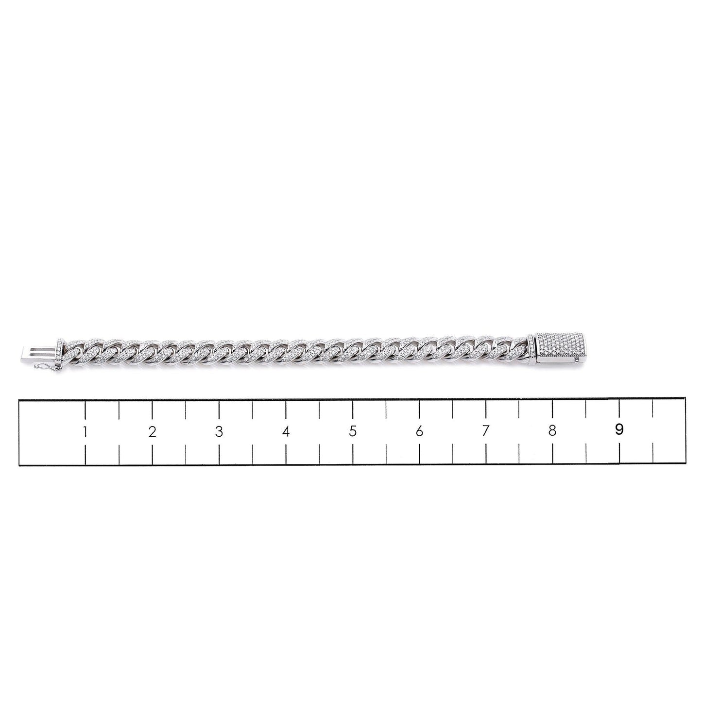 14K WHITE GOLD 11MM / 8.6" CUBAN LINK BRACELET WITH DIAMONDS
