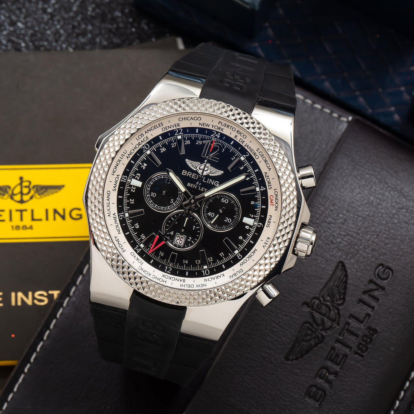 Breitling Bentley A47362 49MM Black Dial With Rubber Bracelet