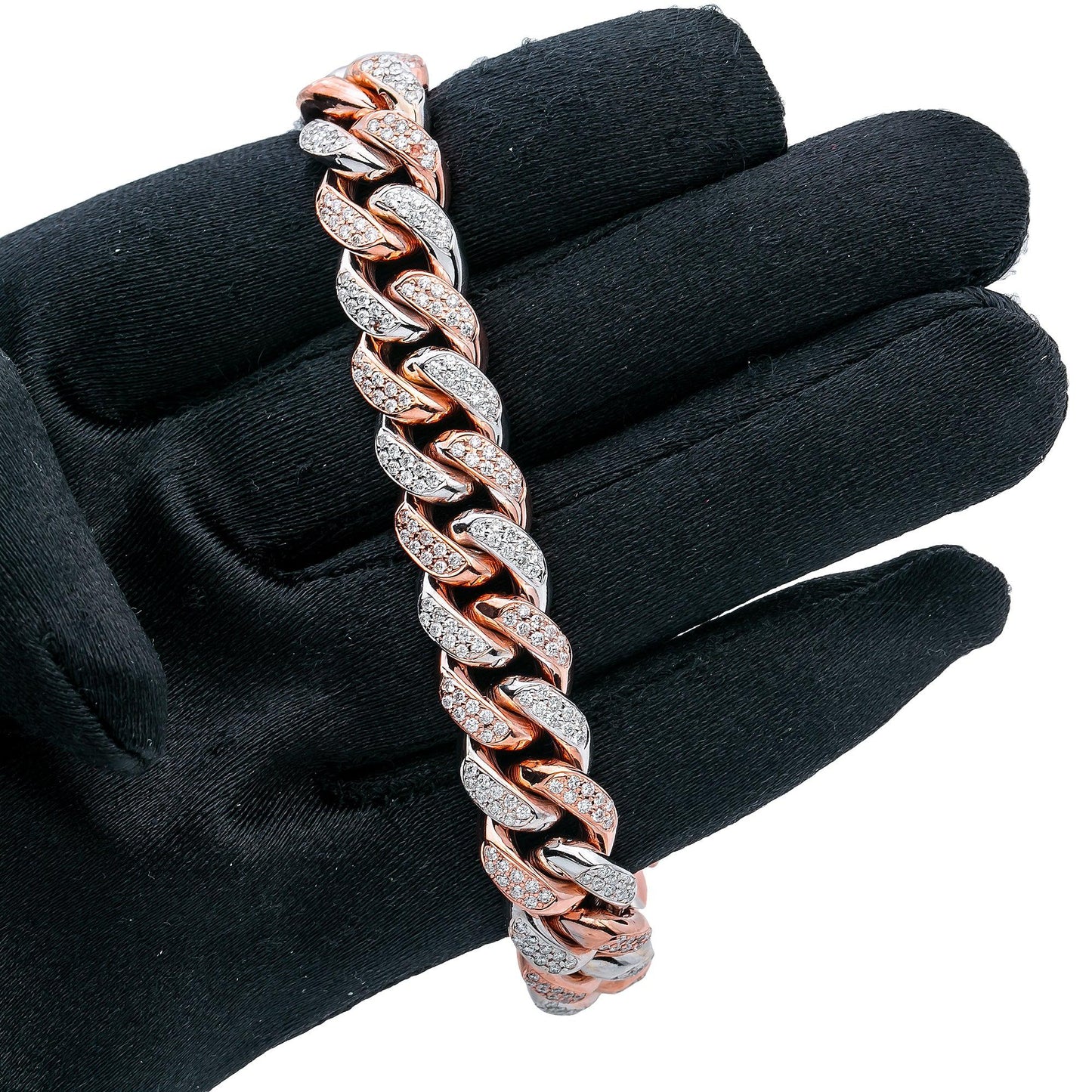 14K GOLD TWO-TONE CUBAN BRACELET WITH DIAMONDS