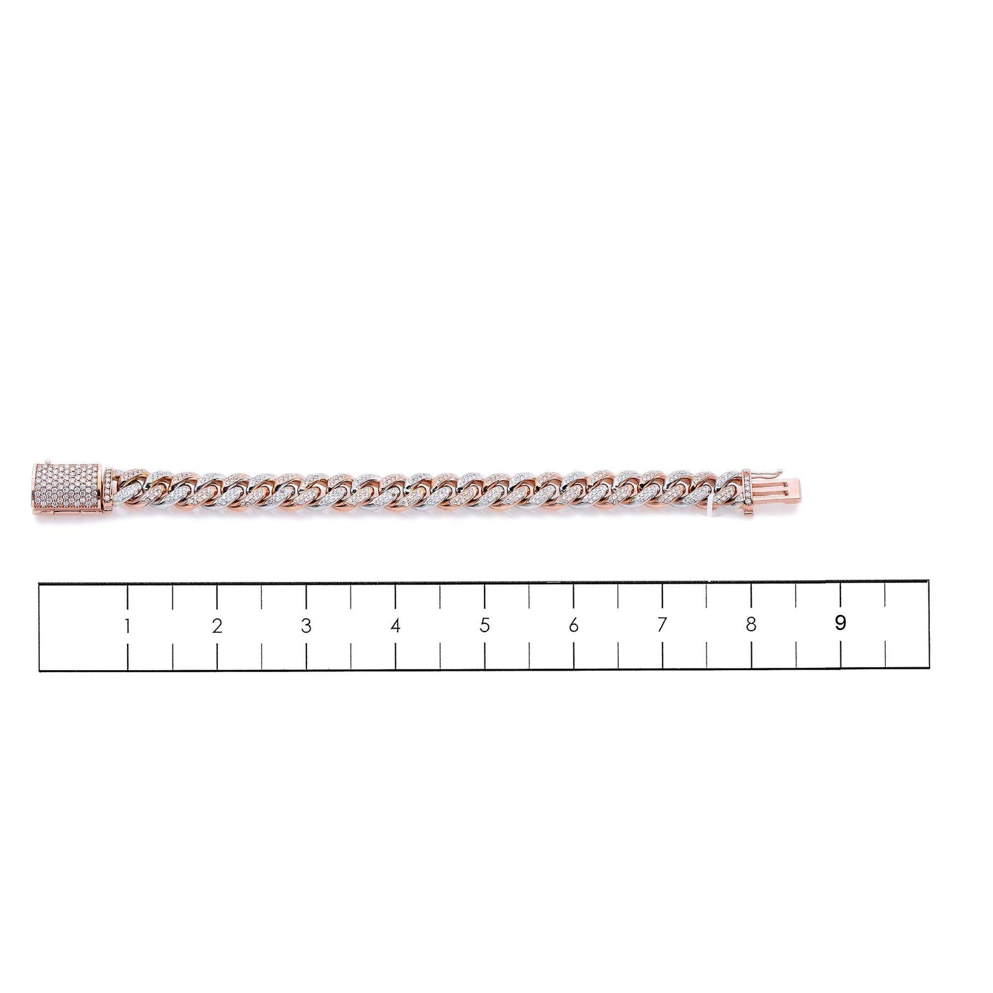 14K GOLD TWO-TONE CUBAN BRACELET WITH DIAMONDS