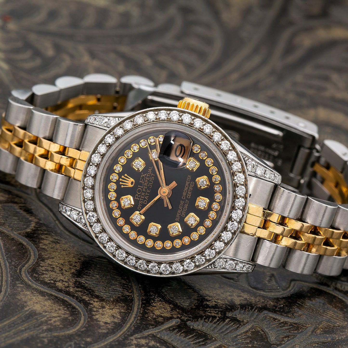 Rolex Lady-Datejust 69173 26MM Black Diamond Dial With 1.2 CT Diamonds