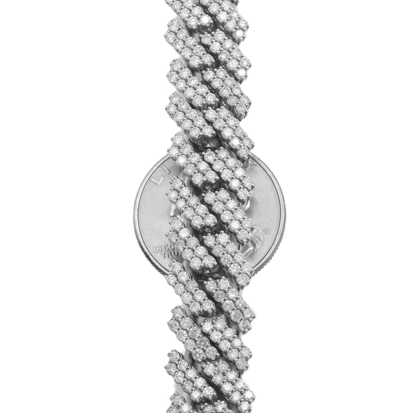 14K WHITE GOLD DIAMOND 22"/14MM CUBAN LINK CHAIN 34.57 CT
