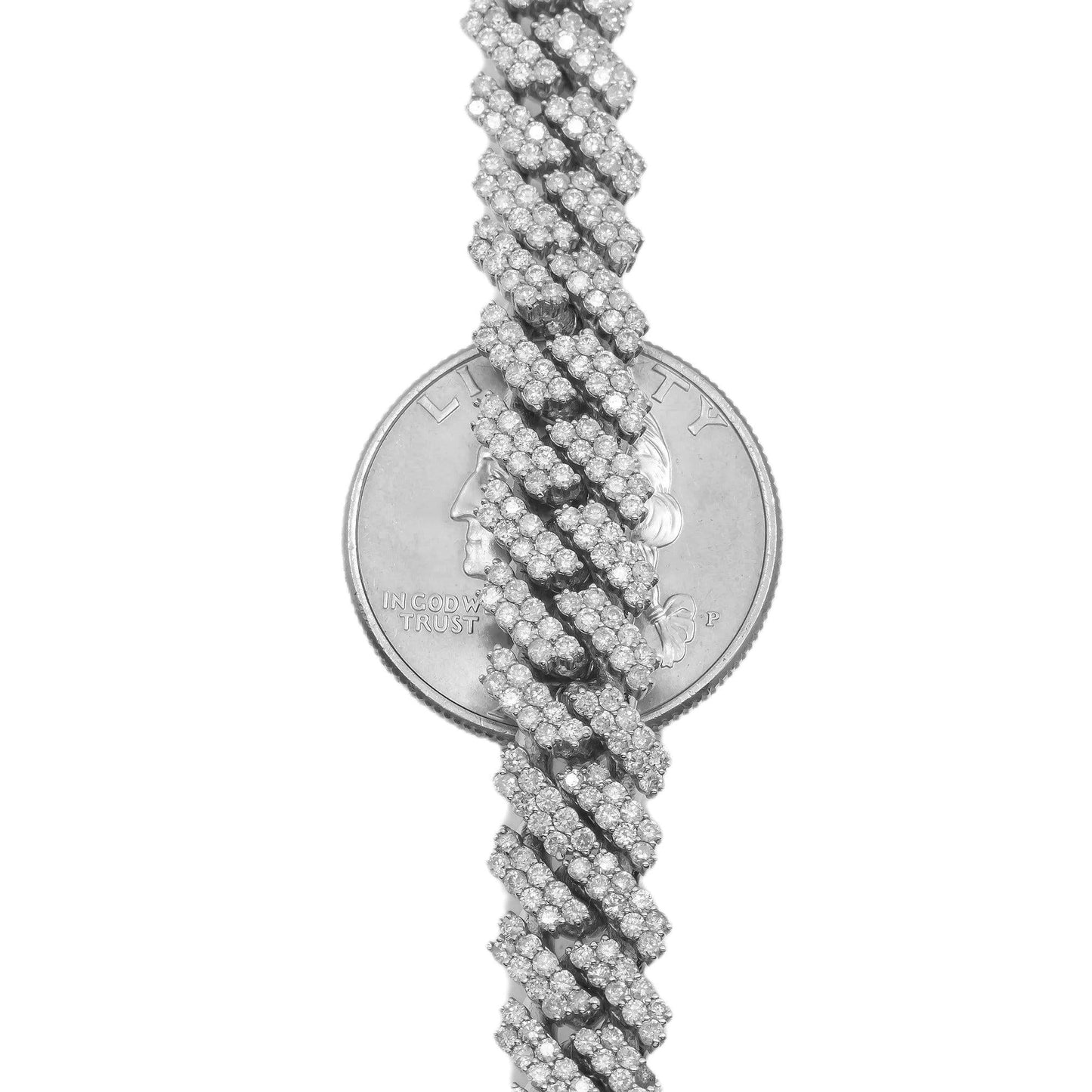 10K WHITE GOLD DIAMOND 22"/12MM CUBAN LINK CHAIN 21.35 CT
