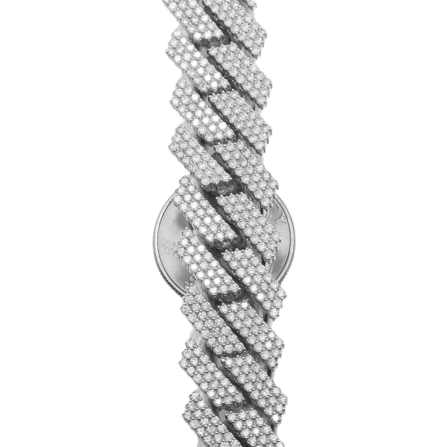 10K WHITE GOLD DIAMOND 20"/18MM CUBAN LINK CHAIN 35.75 CT