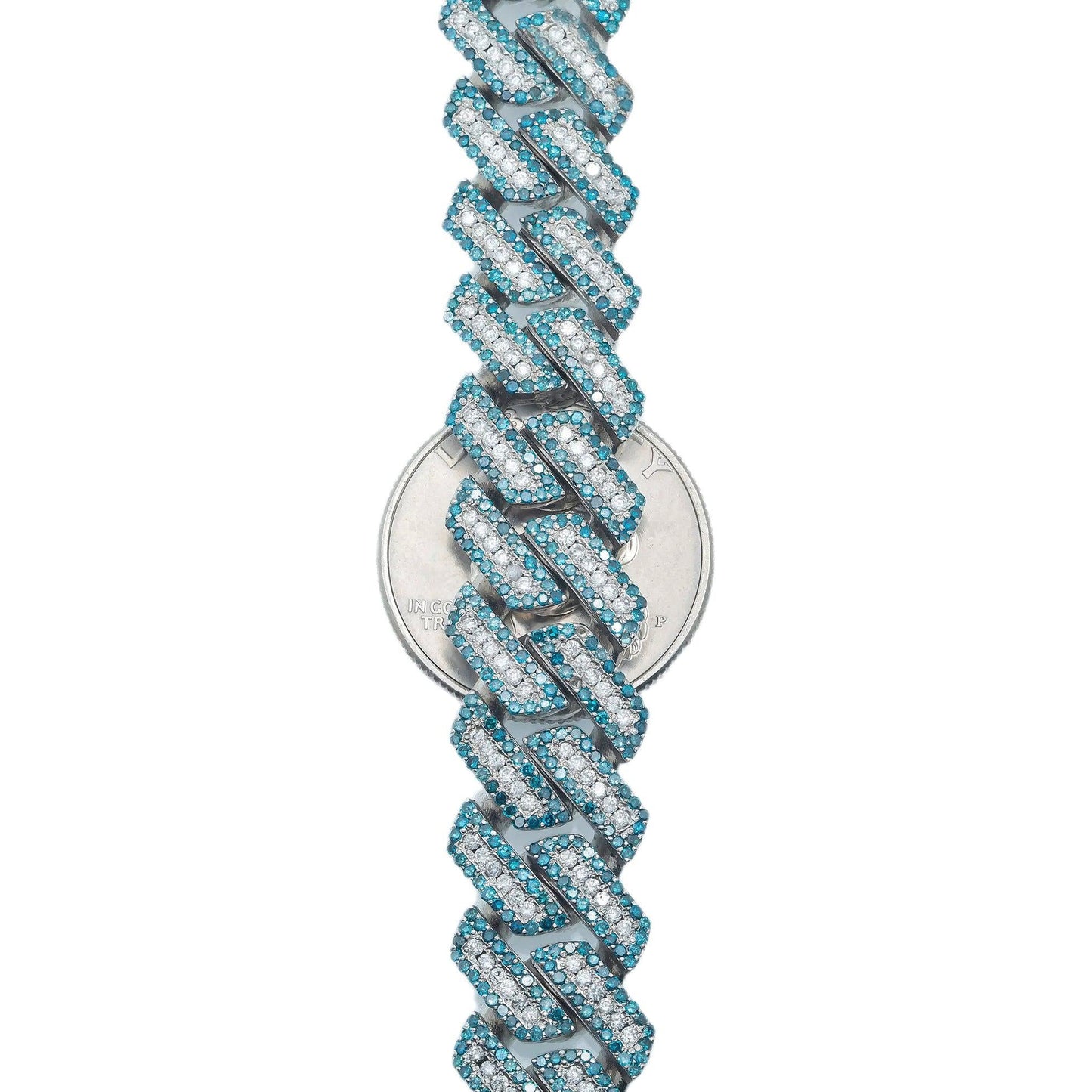 14K WHITE GOLD DIAMOND 22"/14MM CUBAN LINK CHAIN 28 CT