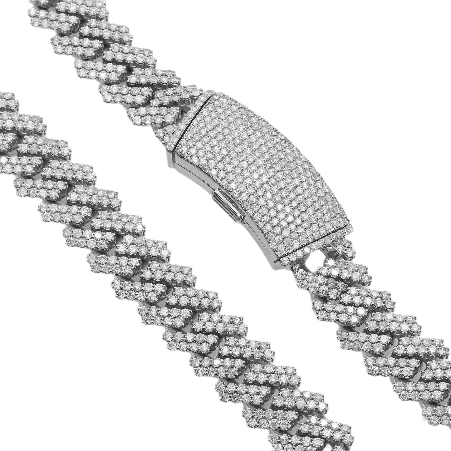 14K WHITE GOLD DIAMOND 22"/14MM CUBAN LINK CHAIN 34.57 CT