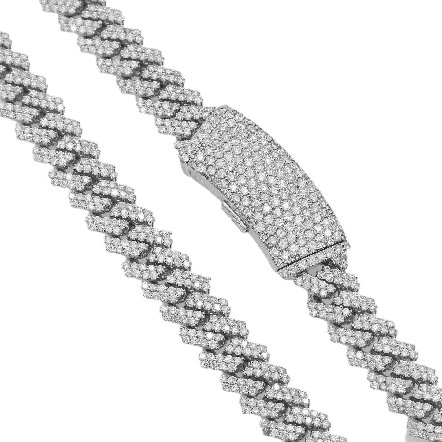 10K WHITE GOLD DIAMOND 22"/12MM CUBAN LINK CHAIN 21.35 CT