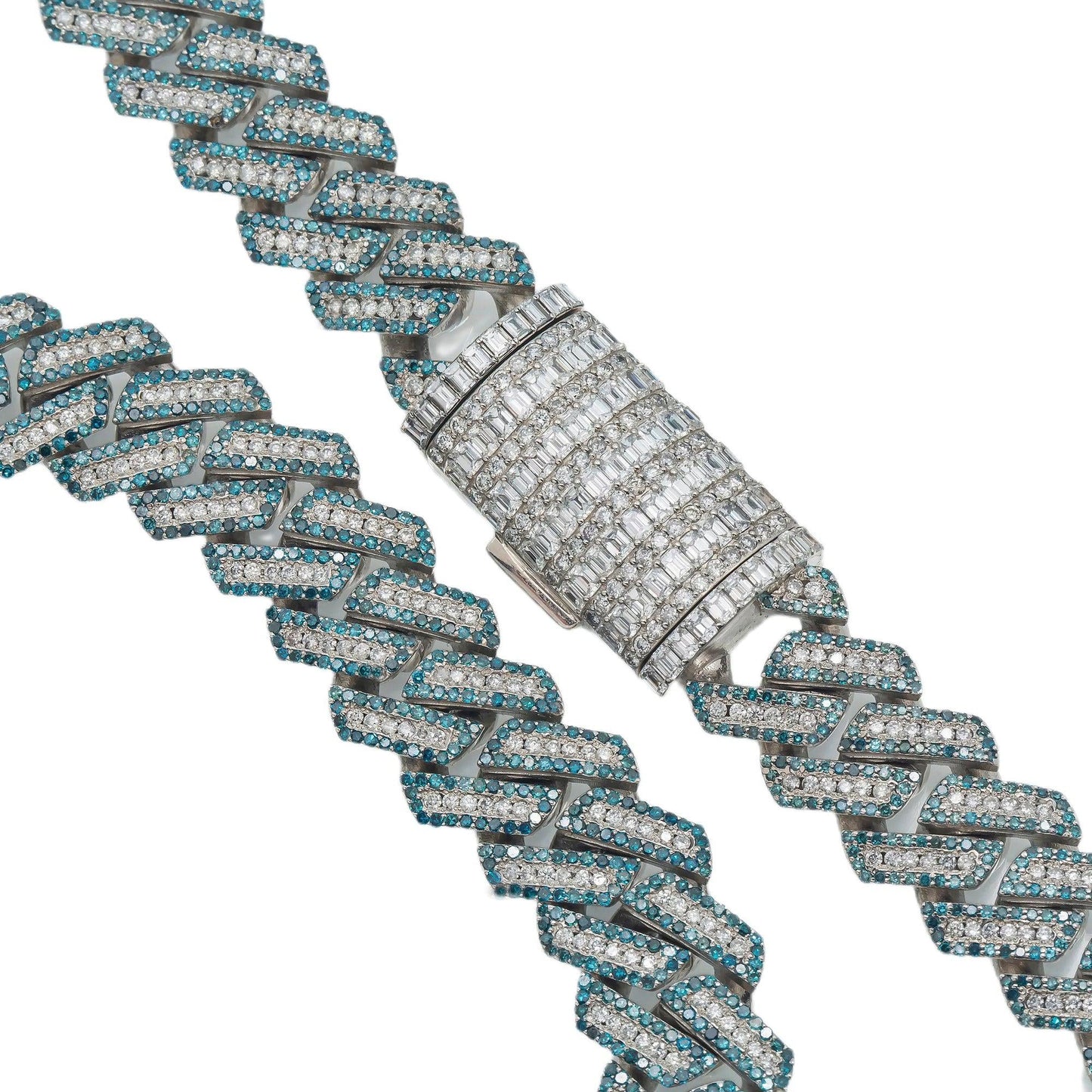 14K WHITE GOLD DIAMOND 22"/14MM CUBAN LINK CHAIN 28 CT