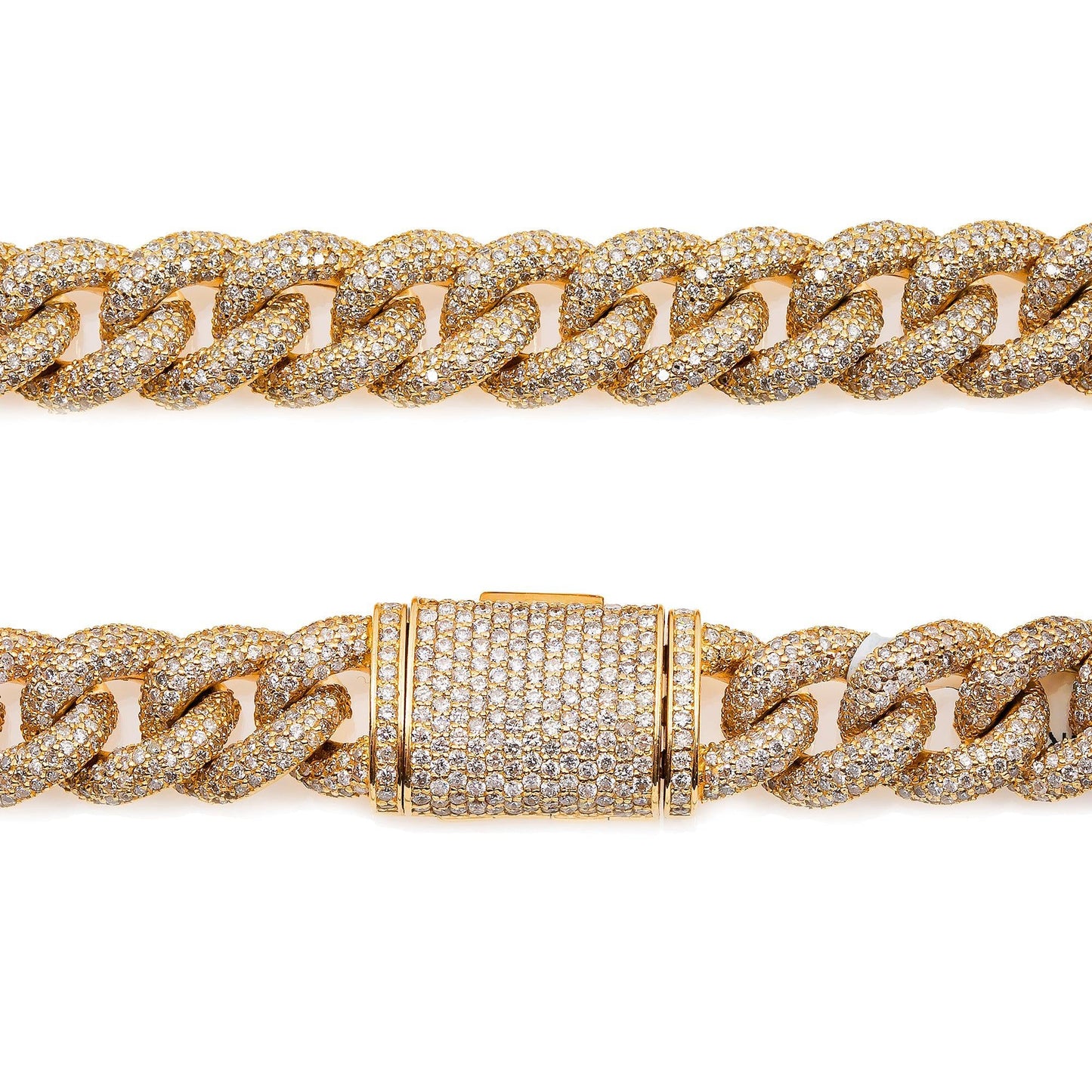 14K YELLOW GOLD 22" CUBAN CHAIN WITH 31.18 CT DIAMONDS