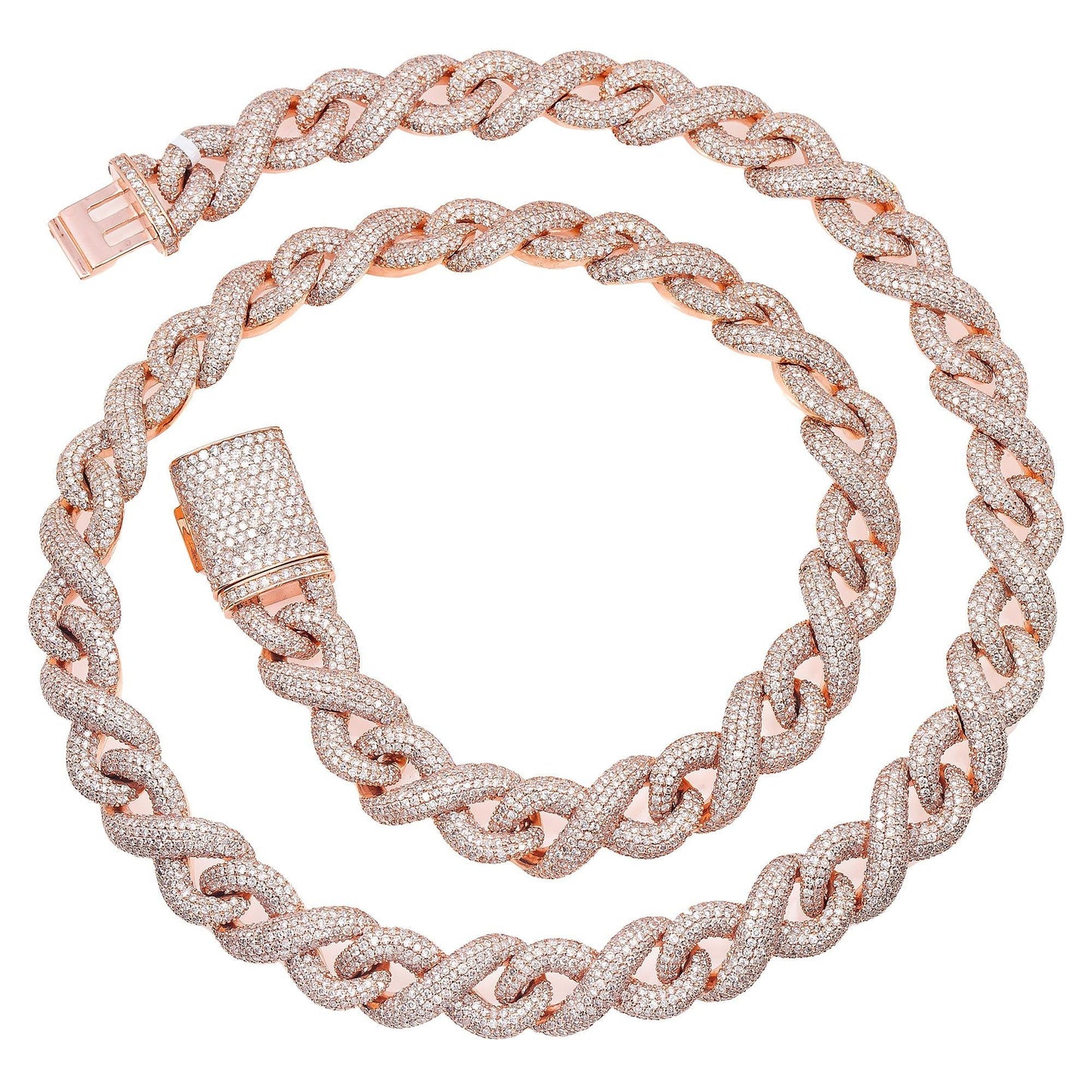 14K ROSE GOLD 22" CUBAN CHAIN WITH 31.64 CT DIAMONDS