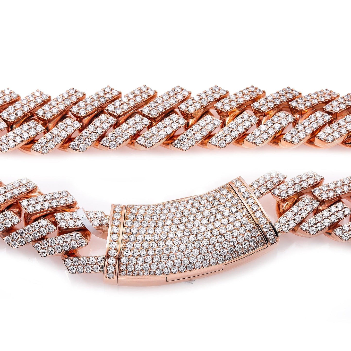 14K ROSE GOLD 20" CUBAN CHAIN WITH 39.91 CT DIAMONDS