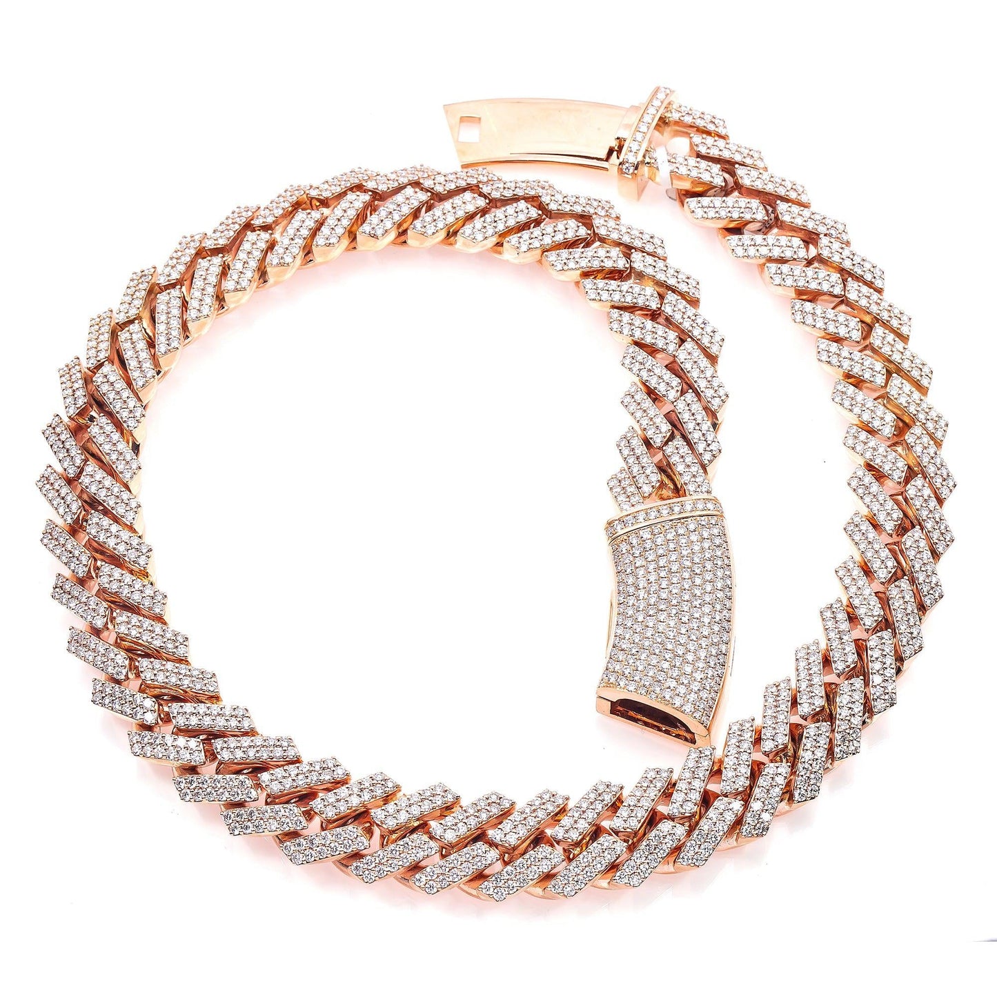 14K ROSE GOLD 20" CUBAN CHAIN WITH 39.91 CT DIAMONDS