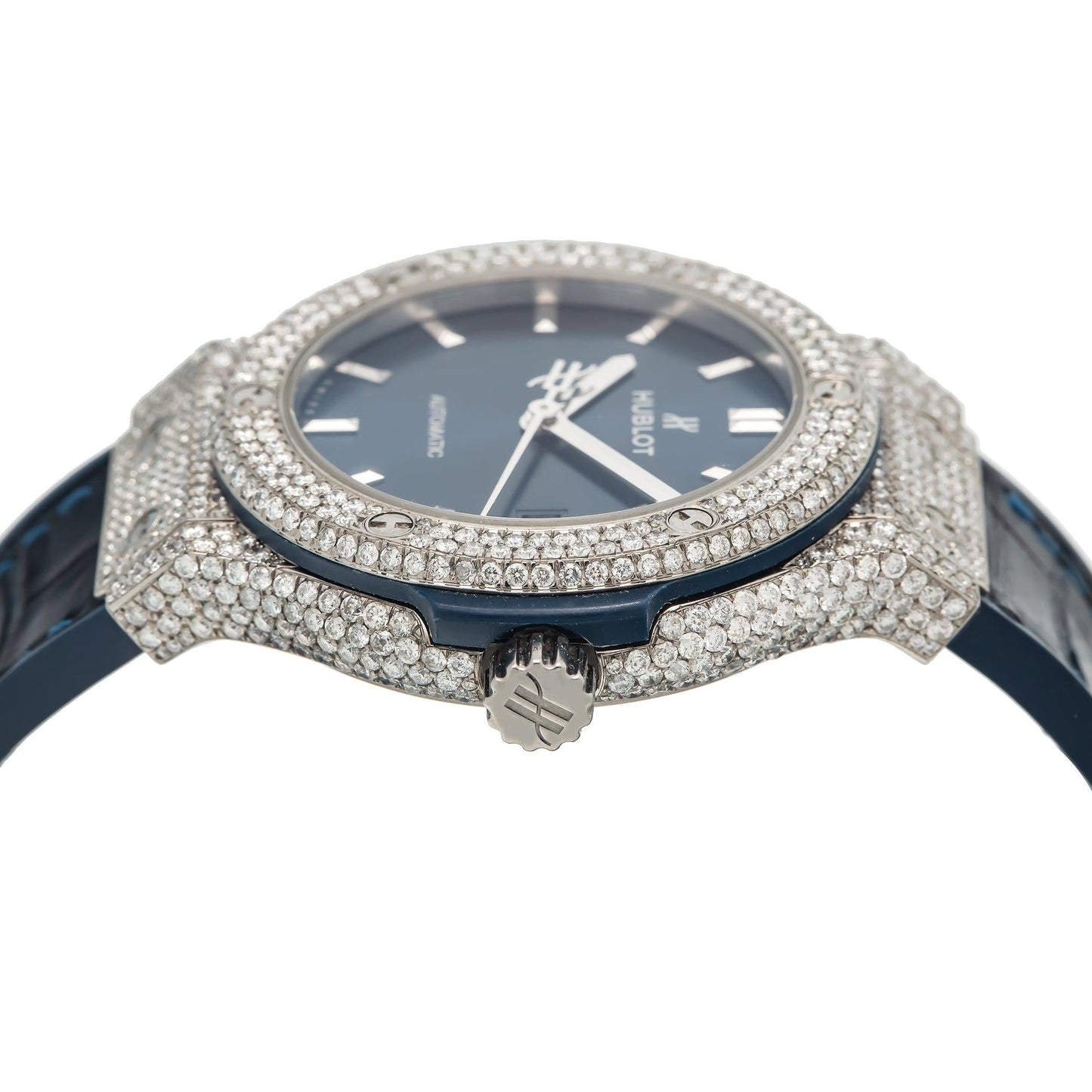 Hublot Classic Fusion Titanium Blue 565.NX.7170.LR 38MM Blue Dial With Diamond Bezel
