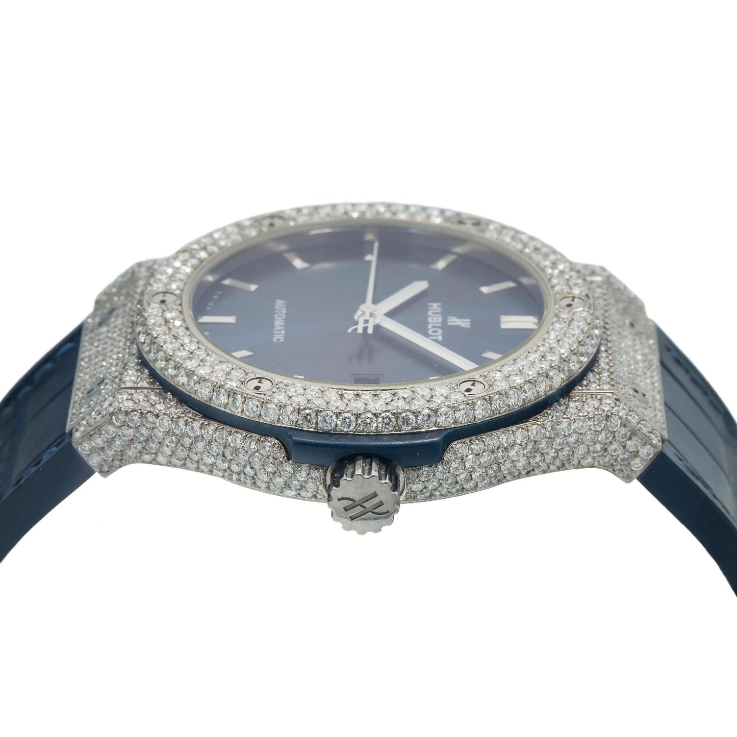 Hublot Classic Fusion 511.NX.7170.LR 45MM Blue Dial With 9.10 CT Diamonds